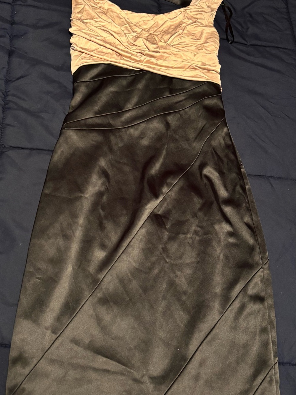 le château Two-Tone Black and Cream Maxi Skirt